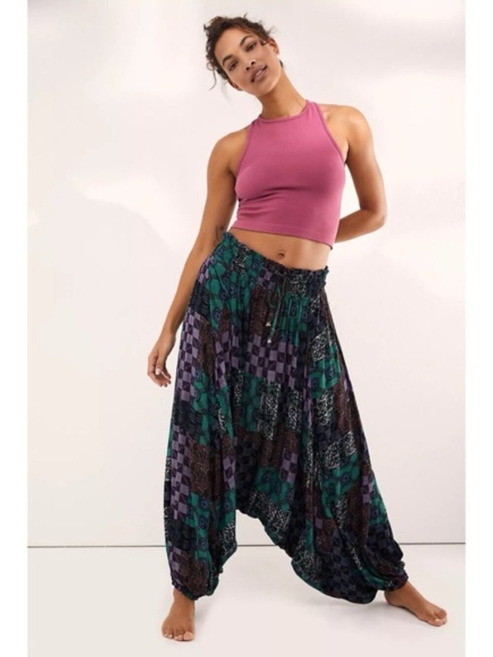 Free People Intimately Into The Wild Harem Pants Medium Boho Geometric Dark